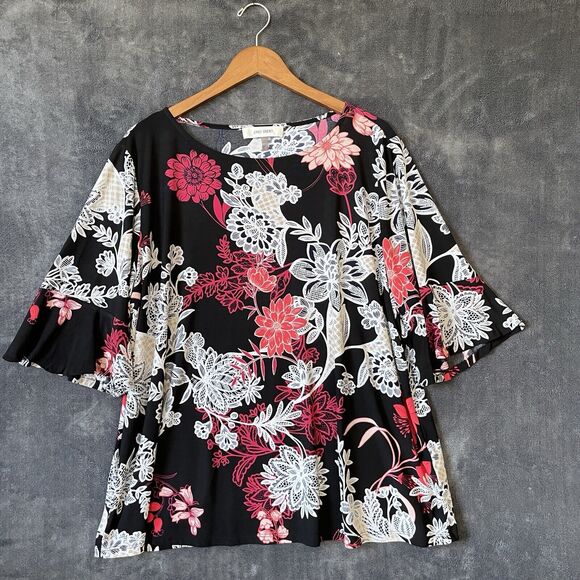 Jones Studio Tops - JONES STUDIO Women's Stretch floral Blouse 3/4 Sleeve Multicolor SZ/2X